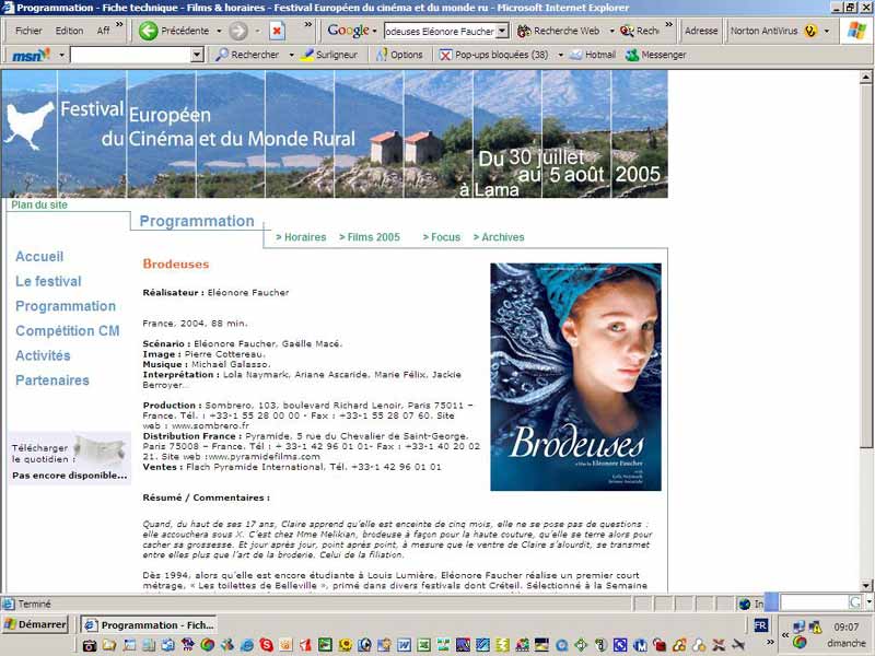 Page Web du festival Europ�en