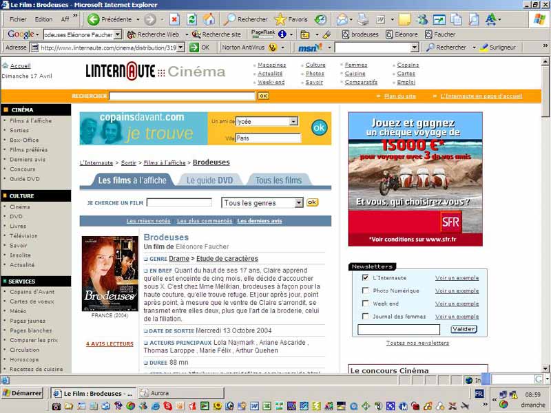 Page Web d'Internaute.com