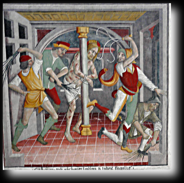 QVALITER CHRISTVS LIGATVS IN COLVMNA A JVDEIS FLAGELLATVR