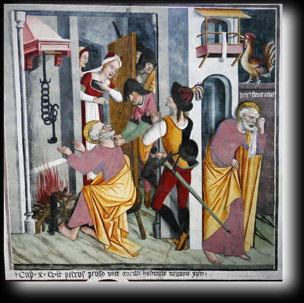 QVALITER PETRVS PERCVSSVS VOCE ANCILLE HASTIARIE NEGAVIT CHRISTVM