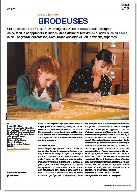 "Brodeuses" sur Arte