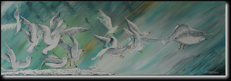 Atterrissage sur l'Yerres en hiver. D'apr�s un clich� de Michel Guillaumeau